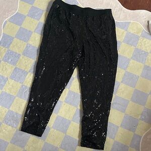 NYE Holiday Party Black Sequin Leggings